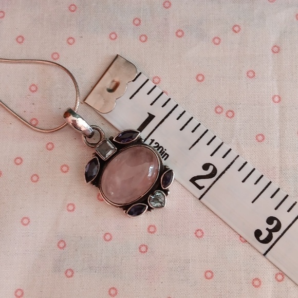 925 Italy Silver Snake Chain Crystal Pendant Necklace - Picture 4 of 12